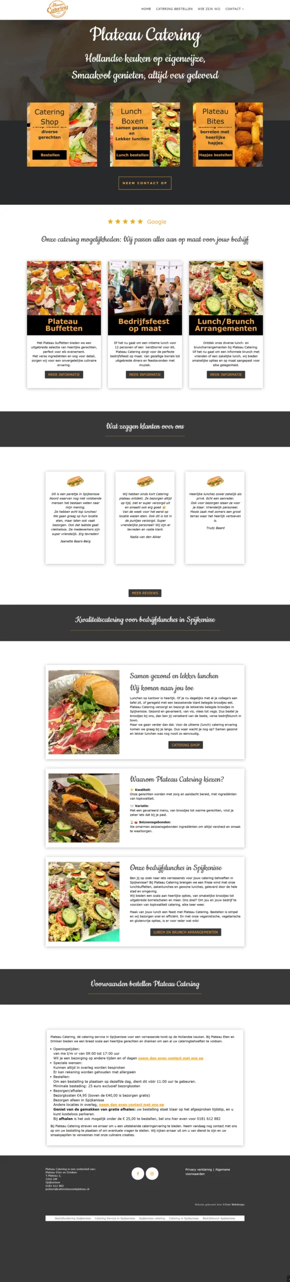 Webshop Voorbeeld Plateau Catering gemaakt door 4 Ever Webdesign